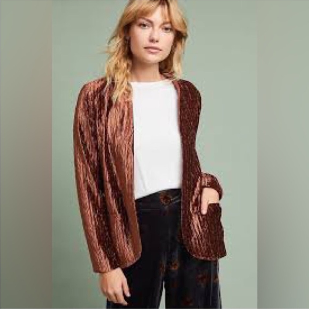 Moon River Copper Textured Velvet Blazer